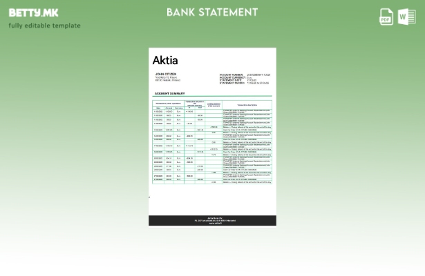 модерен стил Шаблон за зборови за извод од Финска Актиа банка